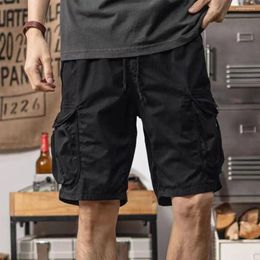 Men's Shorts Cargo Elastic Waistband Drawstring Quick Dry Running Straight Leg Wide Streetwear