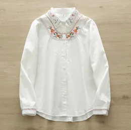 Women's Blouses Embroidery Women Shirt Long Sleeve Loose Cardigan 2024 Spring Summer Flowers Casual Basic Lady Blouse Female YoYiKamomo