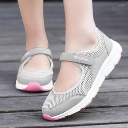 Walking Shoes 2024 Spring And Summer Ladies Flat Mesh Soft Breathable Sports Casual