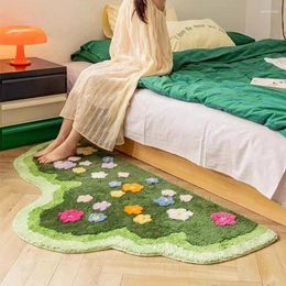 Carpets Green 3D Flower Wavy Shape Tufted Rug Moss Style Turfting Rugs Plants Hallway Area Floor Home Art Decorations