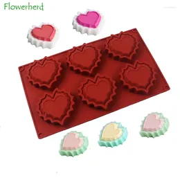 Baking Moulds 6-hole Lace Heart-shaped Mousse Cake Silicone Mould Valentine's Day Chocolate Ice Cream Pudding Soap Mould