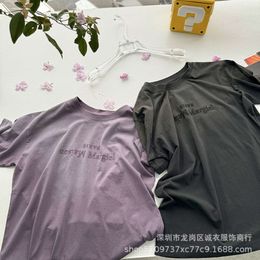 SS New Version Letter Sticker Cloth Washed And Aged Loose Maillard Stir Fried T Shirt For Men Women