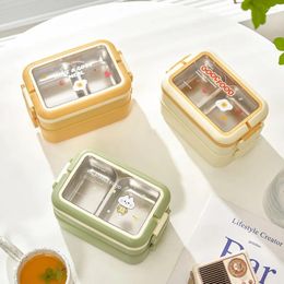 Dinnerware Children Insulated Lunch Box With Rice Artefact Separated Large Capacity Container Leakproof Thermal Picnic