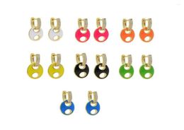 Hoop Earrings 7 Colours Rainbow Neon Enamel Girl Women Fashion Colourful Jewellery Double Row CZ Paved Mini Charm Earring1610342