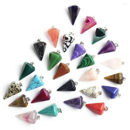 Decorative Figurines Hexagonal Pillar Pendant Natural Stone Crystal Cone Necklace Birthday Travel Commemoration