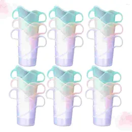 Disposable Cups Straws 24 Pcs Coffee Milk Insulation Stand Cover Paper Holder Thicken Anti-scald Plastic Tray Office