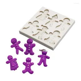 Baking Moulds 6 Gingerbreads Man Silicone Mould Christmas Themed Fondant Moulds Versatile Making For Cakes/Chocolates/Cookie