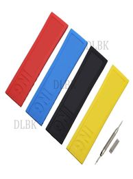 22mm 24mm Watch Bands Black Blue Red Yellow Hole Section Sport Bracelet Silicone Rubber Strap Without Buckle for +Tools8390428