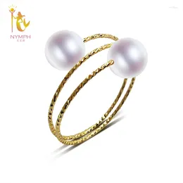 Cluster Rings NYMPH 18K Yellow Gold Natural Freshwater Pearl AU750 Fine Wedding Brands For Women Trendy Party Engagement Box J302