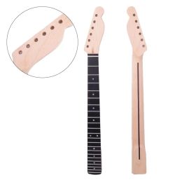 Guitar 21 Fret Yellow Gloss Maple Guitar Neck Left hand Maple Fingerboard with Black Dot for ST FD Electric Guitar Replacement