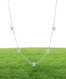 925 sterling silver star necklace micro pave cz cute lovely star charm delicate minimal fine silver chain choker charming necklace3233320