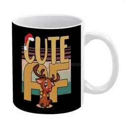 Mugs Cute AF MDelightful Christmas Reindeer White Mug 11 Oz Funny Ceramic Coffee/Tea/Cocoa Unique Gift As M