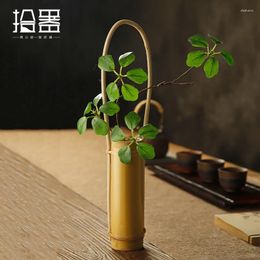 Vases Chinese Bamboo Flower Utensils Tabletop Arrangements Dried Flowers Vase Tea Ceremony Retro Small Flowerpot