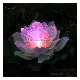 Decorative Flowers Wreaths Artificial Waterproof Led Optic Fibre Light Floating White Lotus Lily Party Night Decoration D5515200523 Dr Dhunx