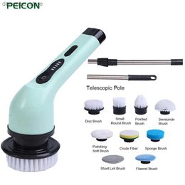 Cleaning Brushes Electric Cleanin Brush 9-in-1 Multifunctional Spin Cleanin Scrubber for Kitchen Bathroom Toilet Household Cleanin adets L49