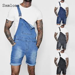 Summer Jeans Demin Pants Mens Rompers Shorts Garment Fashion Strappy Playsuits Men Clothing onesie Male Overalls 240411