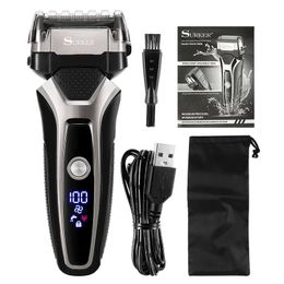 USB Rechargeable Electric Shaver Stainless Steel Shaving Machine Men 3D Triple Floating Blade Razor Barber Trimmer 240403