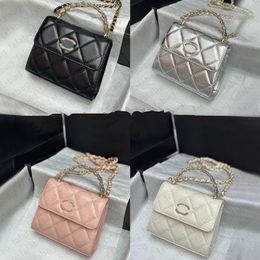 Designer Women Bags Purse Genuine Leather Handbags Totes Mini Messenger Bag Silver Gold Hardware Flat Handle Hardware Luxury Tote 15*12*5 cm