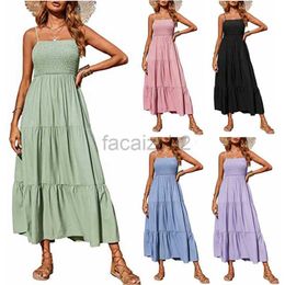 Casual Dresses Sexy Maxi Dress Women Basic Casual Dresses Sexy Maxi Dress Top Sleeveless Shoulder Strap Bra Multi layered Large hem Dress size plus Women's clothing