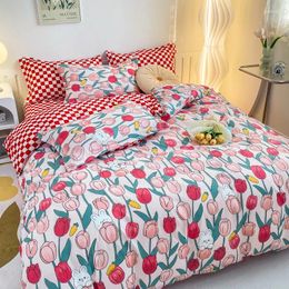 Bedding Sets Duvet Cover Set Cartoon And Tulip Pattern El Luxury Soft Comforter Set(1 2 Pillowcases)