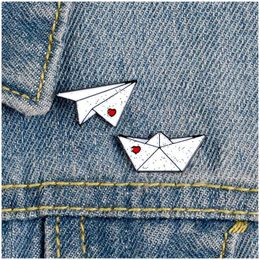 Pins, Brooches Cute Small Boat Plane White Funny Enamel Pins For Women Christmas Demin Shirt Decor Brooch Pin Metal Kawaii Badge Fash Dhmsc