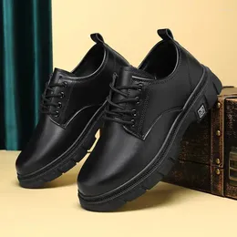 Dress Shoes Men's Leather 2024 Autumn British Big Head Casual Business Wear Black Boys Soft Bottom Stylish