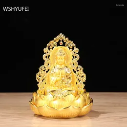 Decorative Figurines Chinese Zinc Alloy Guanyin Statue Car Decoration Study Bogu Frame Feng Shui Ornaments Buddha Hall Accessories Home