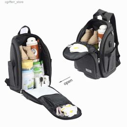 Diaper Bags Fashionable waterproof fabric shoulder mommy bag Large capacity double zipper fully open moms bag Multi functional backpack L410