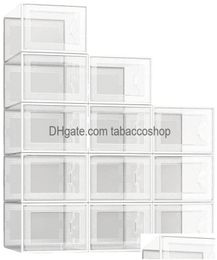 Storage Boxes Bins Shoe Clear Plastic Stackable Organiser For Closet Foldable Shoes Containers Holders Drop Delivery Home Garden H8345569