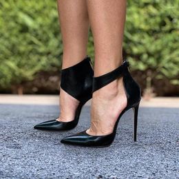 Dress Shoes Sexy Hollow Pointed Toe Cage Black Matte Leather Back Zipper Thin Heels Spring Autumn Women Club Evening