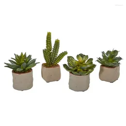 Decorative Flowers Succulent Artificial Plant (Set Of 4) Engagement Decoration White Bouquet Wrapping