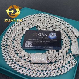 Fine Jewellery Custom Pass Tester Miami New Silver Chain 13mm 15mm 18mm Vvs Moissanite Diamond Cuban Link Chain