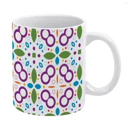 Mugs Rings Color Decoration Seamless Colorful Repeat Pattern White Mug Coffee 330ml Ceramic Home Milk Tea Cups And Travel Gi