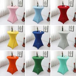 Table Cloth Cocktail Cover El Wedding Event Restaurant Banquet Decor Solid Colour Round Tablecloth Elastic Bar