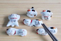 Cute Ceramic Cat Shape Chopstick Stand Rest Spoon Holder Tableware Storage Rack for Kitchen Supplies3445481