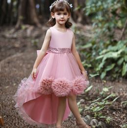 Children's dresses Princess Dress 2024 Girl's flower train dress performance pompadour skirt