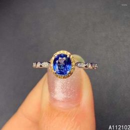 Cluster Rings KJJEAXCMY Fine Jewellery 925 Sterling Silver Inlaid Natural Sapphire Ring Exquisite Girl's Support Test