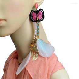 Dangle Earrings Long Feather Earring Fashion Style Ethnic Boho Butterfly Wedding Accessories Festival Gift Wholesale