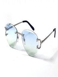 buffs sunglasses vintage 0092 men and women design rimless pilot shape retro glasses exquisite cut lens UV400 eyewear gold light c3070245