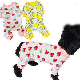 Dog Apparel Strawberry Pattern Clothes Jumpsuit Pyjamas Pullover Pets Shirt Pyjamas Tracksuit For Small Medium Dogs Chihuahua Yorkie