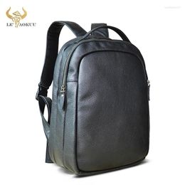 Backpack Quality Leather Heavy Duty Design Men Travel Casual Daypack Rucksack Fashion Black College School Laptop Bag 621