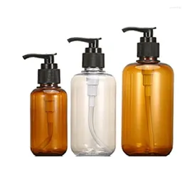 Storage Bottles Refillable Bottle PET Plastic Black Lotion Pump Clear Brown 100ml200ml300ml Empty Round Cosmetic Packaging Shampoo 10pcs