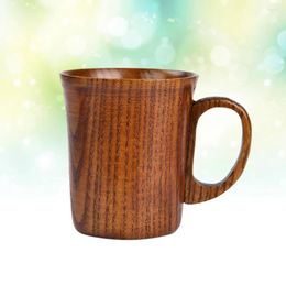 Cups Saucers Natural Jujube Wooden Cup With Handgrip Coffee Tea Beer Water 201-300ml