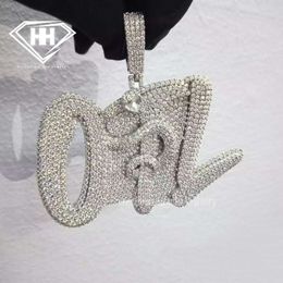 Customization Sterling Sier Passed Tester GRA VVS Clarity Diamond Moissanite Hiphop Name Pendant Charms