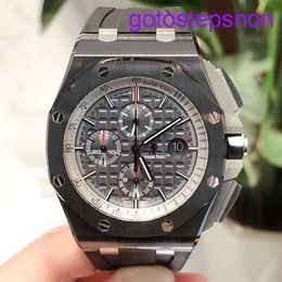 Causal AP Wrist Watch Royal Oak Offshore Series 26405CE Black Ceramic Back Transparent Three Eyes Timed Mens Fashion Leisure Business Sports Machinery Watch