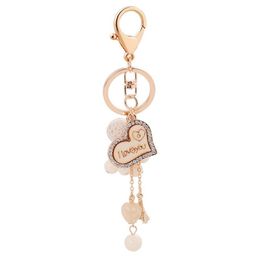 Heart Love Key Rings Jewelry Rhinestone Keychains Chain Fashion Design Bead Ball Pendant Bag Charms Metal Car Keyring Holder Gifts247e