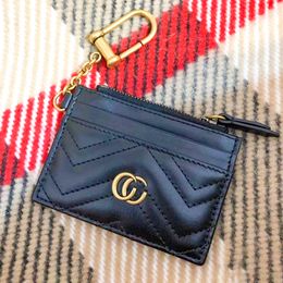 Womens Luxury pink designer wallet Marmont holders leather card holder purse keychain Pouch zipper zippy Wallets men fashion coins pocket Mini wallet coin purses