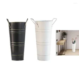 Storage Bottles Metal Umbrella Stand With Handle Vintage Bucket Decorative Vase Flower Rack For Home Living Room