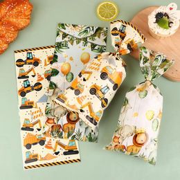 Gift Wrap 50Pcs Jungle Animals Construction Birthday Party Candy Bags Biscuit Packing Bag For Kids