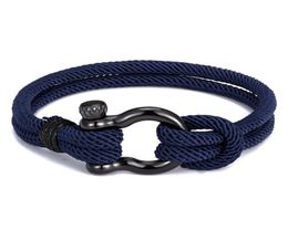 Trendy Outdoor Color Rope Lucky Survival Bracelet Women Men Black Charm Stainless steel Buckle friendship Bracelets Femme homme6530924